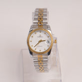Two Tone Woman Silver Chain Watch White Dial